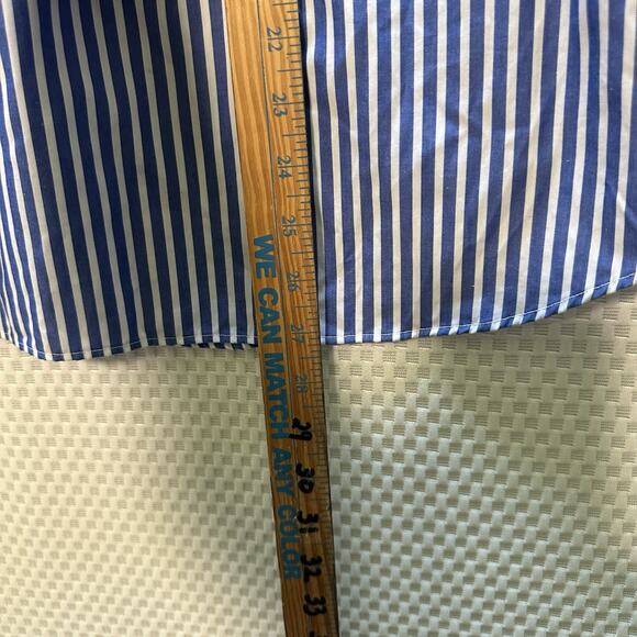 Chaps Classics Women's Blue White Striped Long Sleeve No Iron Shirt 2x - Picture 6 of 7